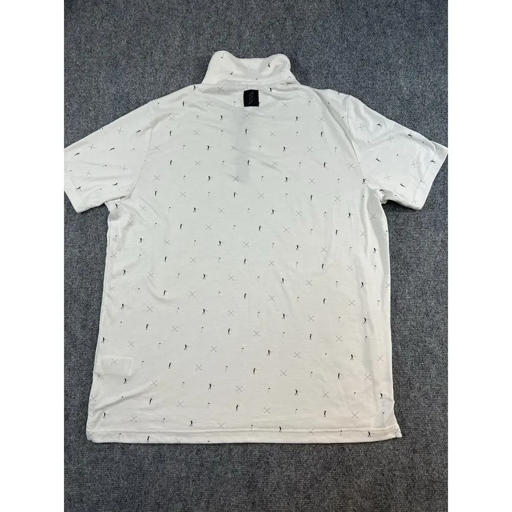 Adidas Adicross Golf Polo Shirt Men’s Size L White All Over Golfer Print